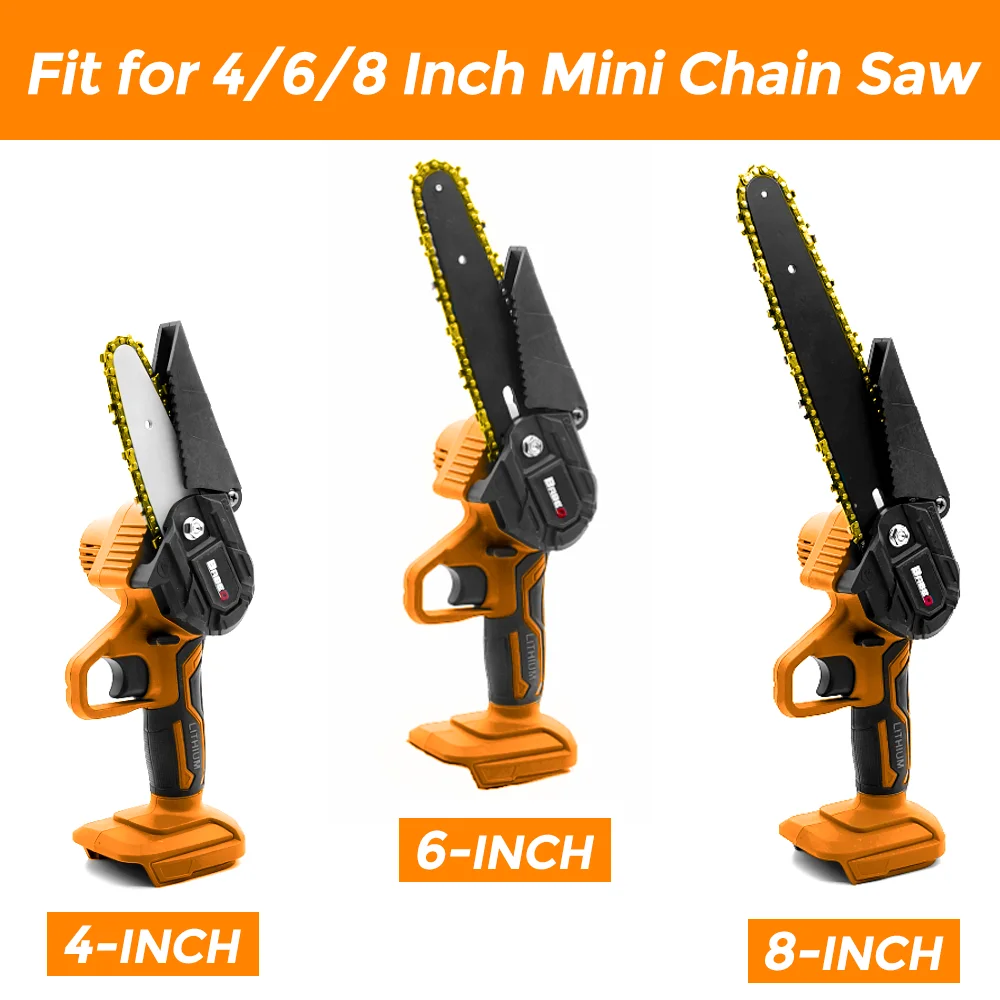 4/6/8 Inch Chain And Guide Plate Set Mini Electric Chainsaw Electric Pruning Saw Accessory Garden Tool gold sliver Replacement C