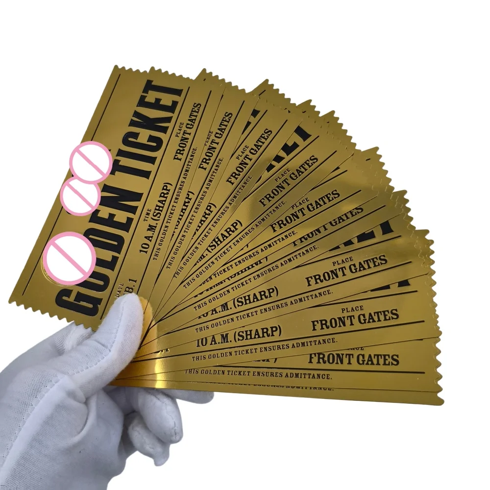 1/10pcs Classic Style Golden Ticket 15*7cm Gold Foil Plastic Card For Art Collection Memorial Gift
