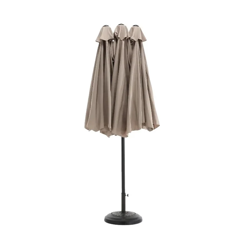2026 14.8 Ft Double Sided Outdoor Umbrella Rectangular  with Crank Steel Base Auto Tilt-Beach & Park Use