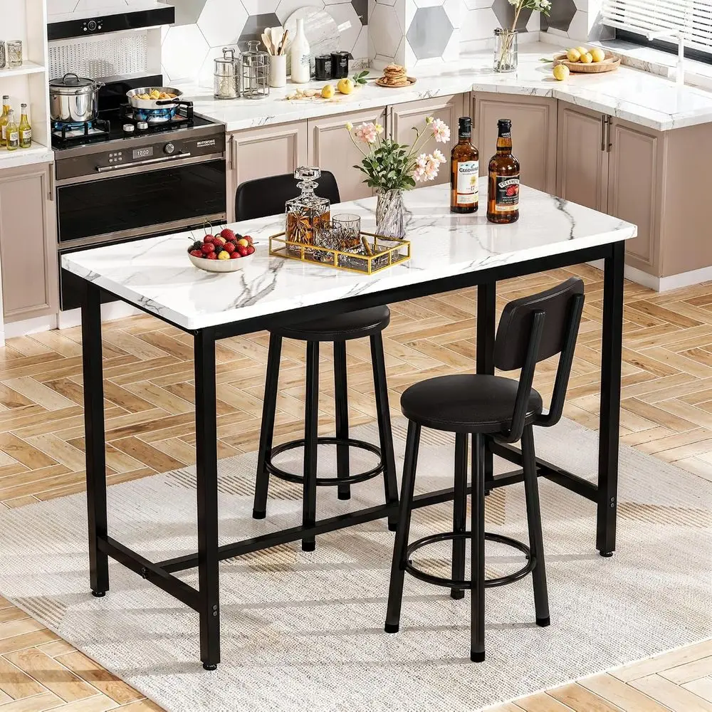 3-Piece Bar Table Set with Stools, Ideal for Small Dining Spaces, Kitchen, Breakfast Nook