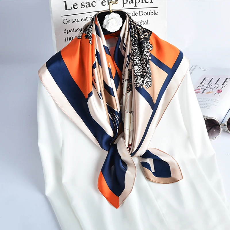 100% Silk Square Scarf For Women Print Echarpe Femme Pure Natural Silk Headscarf Bandana Bufanda Mujer Handkerchief Neckscarf