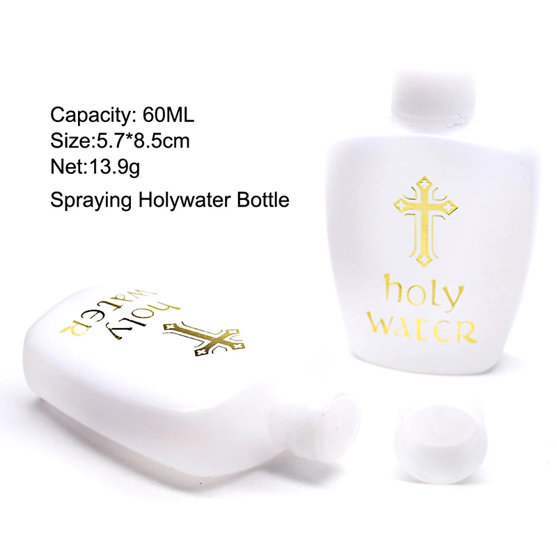 40Pcs 60ml Creative Jesus Cross Pattern Holy Water Bottle Sturdy Portable Durable Premium Church Holy Water Bottle