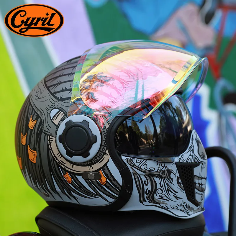CYRIL Modular Motorcycle Helmet Retro Full Open Face DOT ECE Certified Capacete Moto Masculino All Season Universal Durable