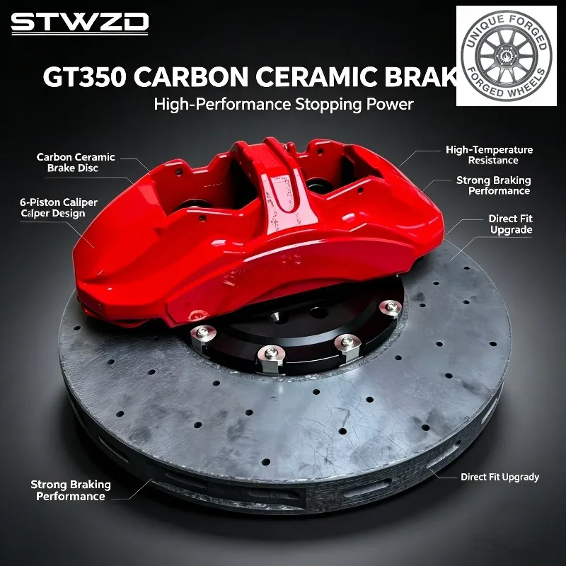 26 StyleGT350 Carbon Ceramic Brake Caliper Kit High Performance 6 Piston Forged Big Brake Caliper Upgrade Fit Ford Mustang
