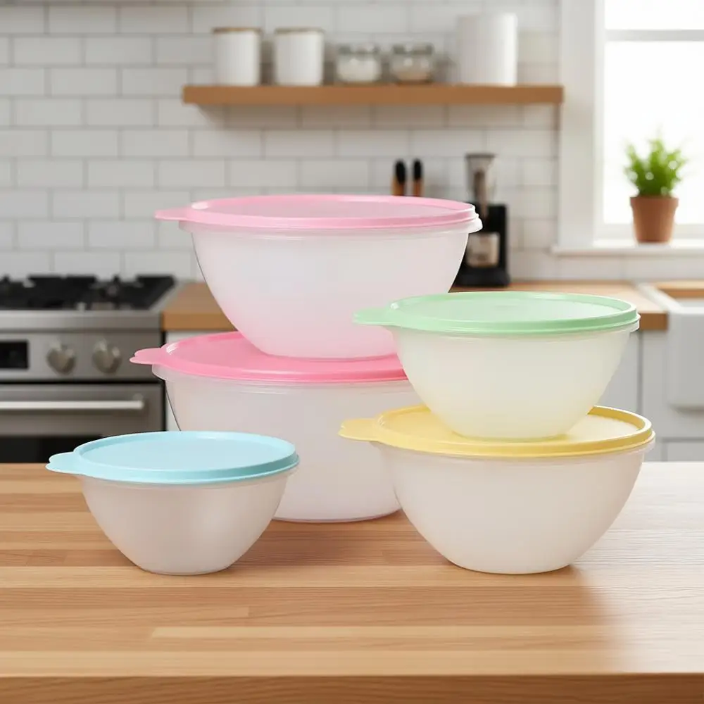 

10-Piece Vintage-Style Food Storage Bowl Set with Lids - Dishwasher and BPA Free