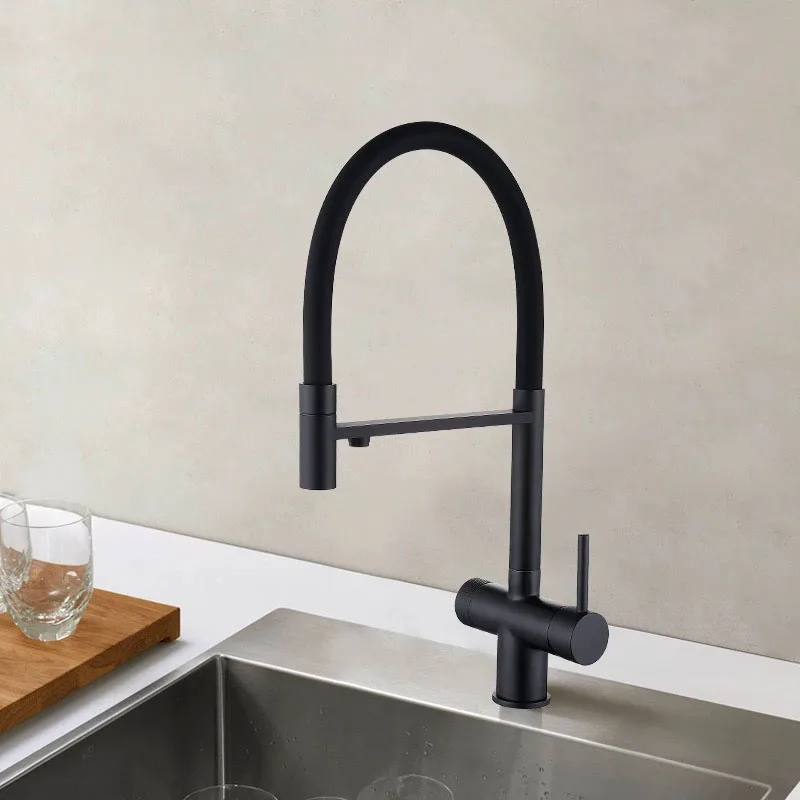 

Gray Pull Down Filter Kitchen Faucet Brass Purification Hot And Cold Water Mixer Tap 3 Way Drinking Pure Water Faucets