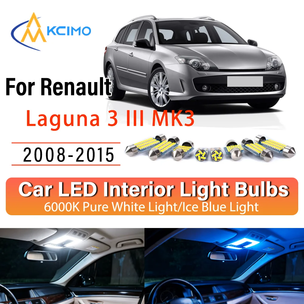 For Renault Laguna 3 III MK3 2008-2015 No Wiring Steady Glow LED Car Inside Light Renovation Kit Direct Replace Overhead Storage