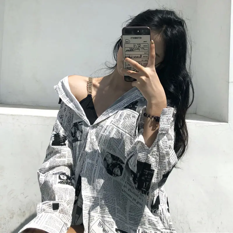 Blusas femininas 3xl casal bf estilo na moda vintage unisex manga longa femme blusa topo namorado chique à prova de sol senhoras streetwear