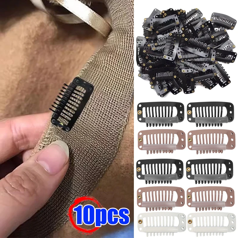 1-10Pcs Hair Extension Snap Clips Hat Metal BB Black U-Shape Nine Teeth BB Clip Hair Snap Clips for Caps Barrette Salon Grip