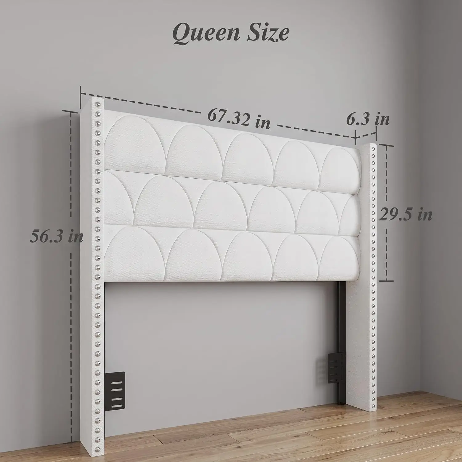 Velvet Wingback Headboard Queen Gray 56.3