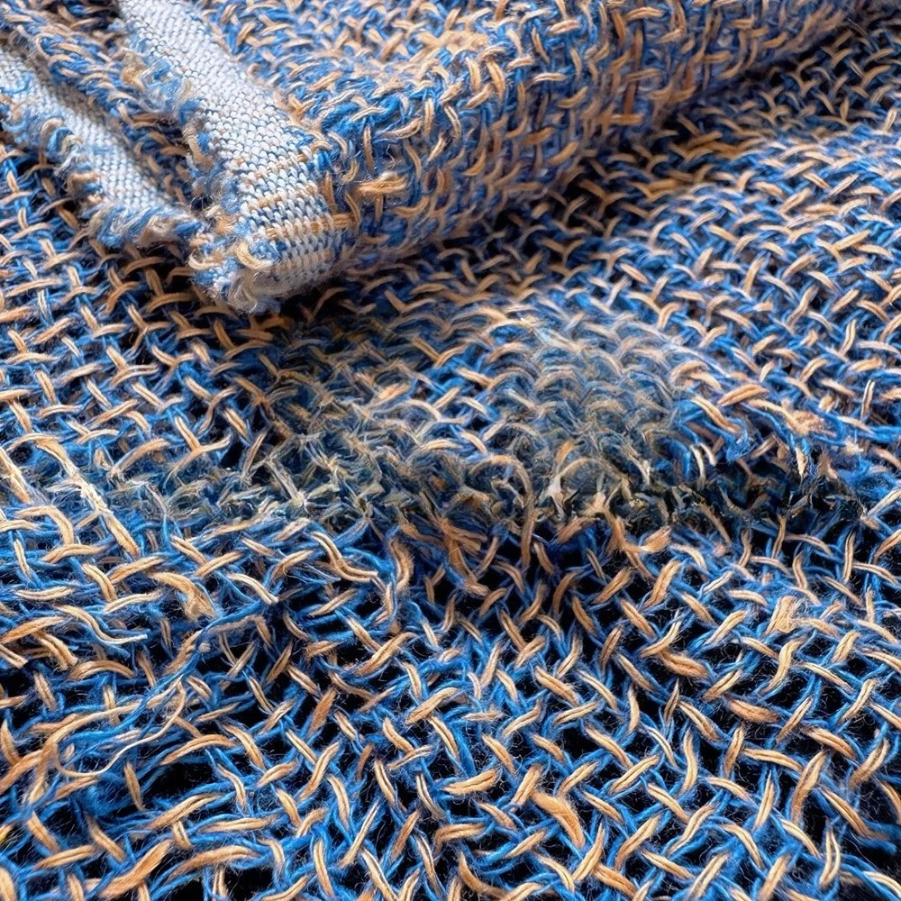 Pure Linen Plaid Yarn Dyed Net Fabric Ethnic Style Robe Blanket Fabrics Fashion Clothing Designer for Diy Sewing Cloth