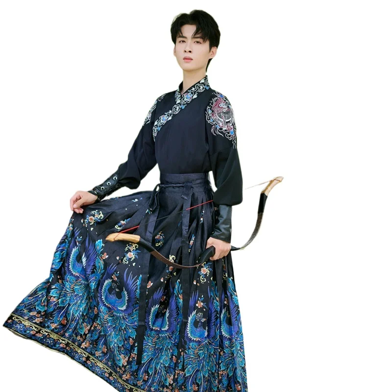 Vestido folclórico Hanfu tradicional chino para hombres, Túnica de espadachín de la Dinastía Han antigua, traje de Cosplay de Halloween