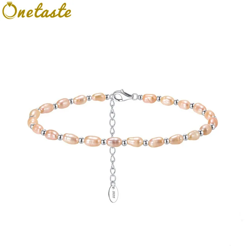 

Браслет из стерлингового серебра 925 пробы с натуральным пресноводным жемчугом для женщин, регулируемый, 16,5+5 см, элегантный браслет из бисера, подарок