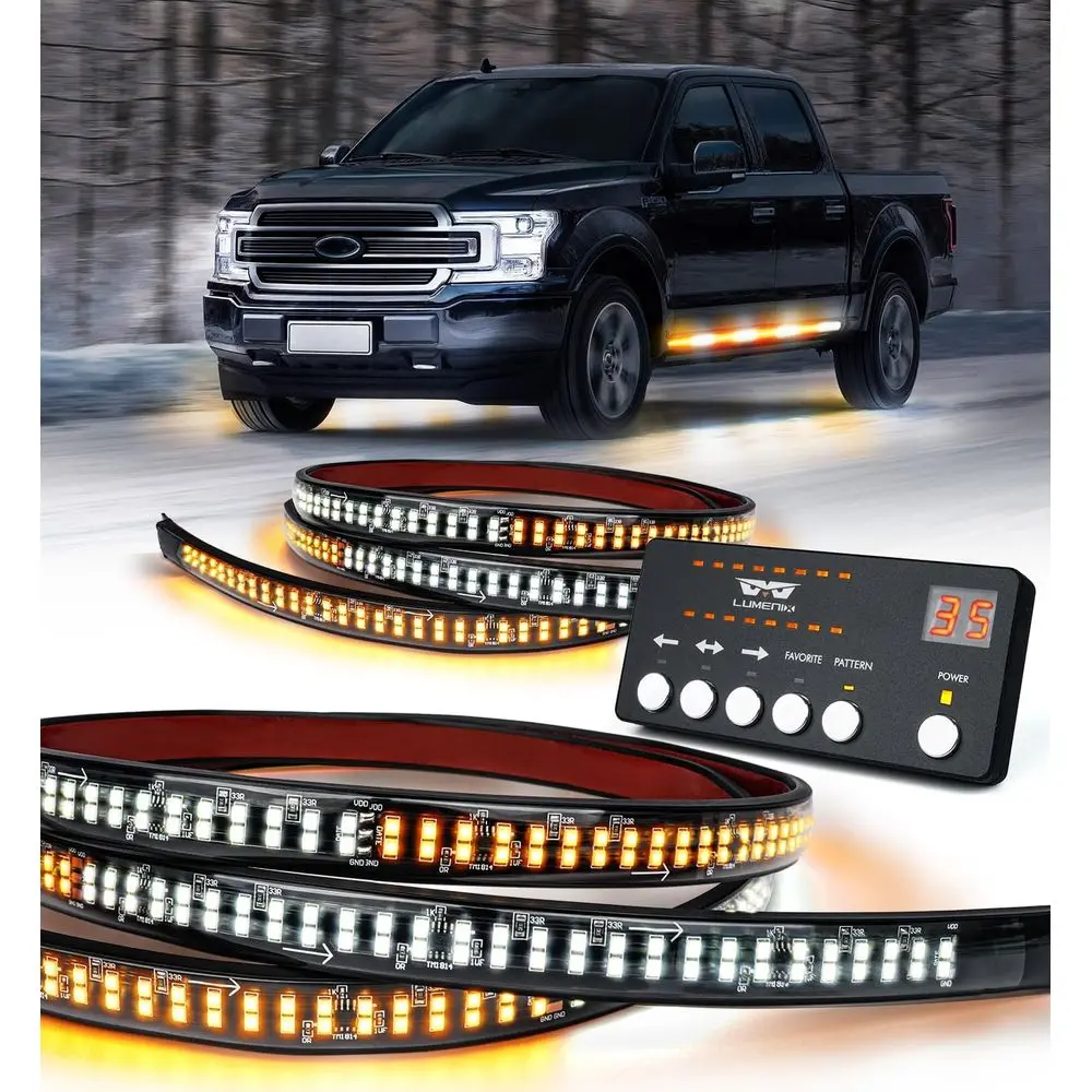 

2 шт. 70-дюймовые гибкие светодиодные стробоскопические световые полосы для подсветки дверей, предупреждающие огни, боковые габаритные огни или противотуманные фары