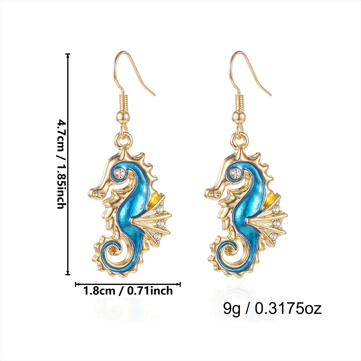 Elegante Rosa Klare Strass-Seepferdchen-Ohrhänger für Damen Goldfarbene Muschel-Ohrstecker Nautisches Ozean-Thema Schmuck Sommer-Geschenk – Detail 15