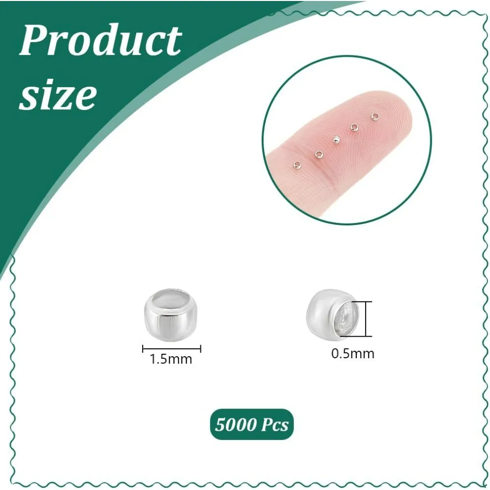5000 قطعة تجعيد الخرز المستديرة 1.5 مللي متر خزر عازل 0.5 مللي متر ثقب صغير الخرز سوار ذاتي الصنع تجعيد الخرز الخرز المعدني