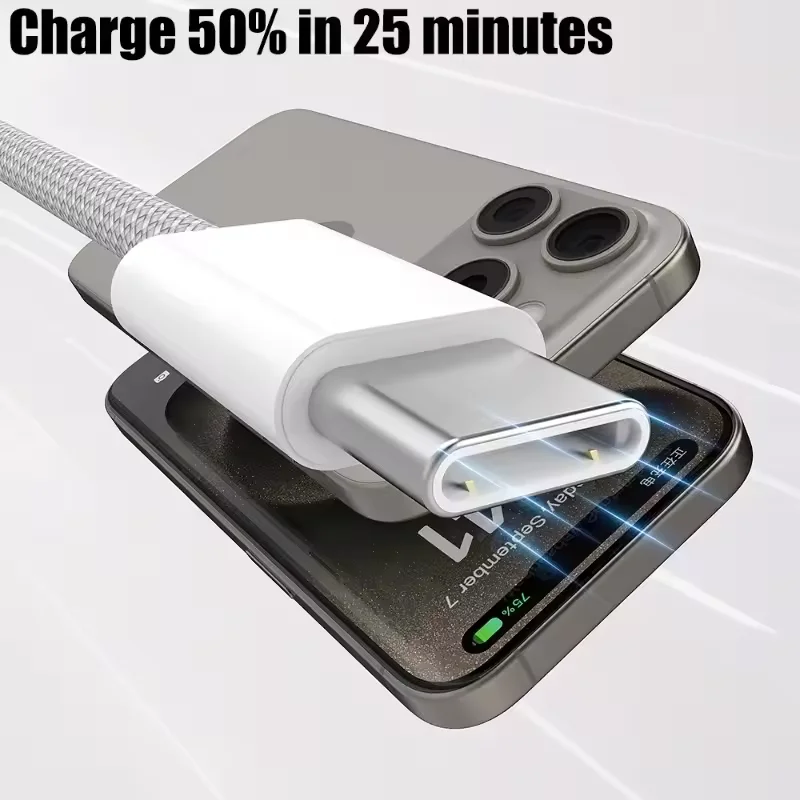 1m/1.5m/2m CarPlay USB-A to Type-C Charging Cable For iPhone 15 16 Pro Max Samsung Xiaomi USB Type C Charger Cord Braided Cables - view 6