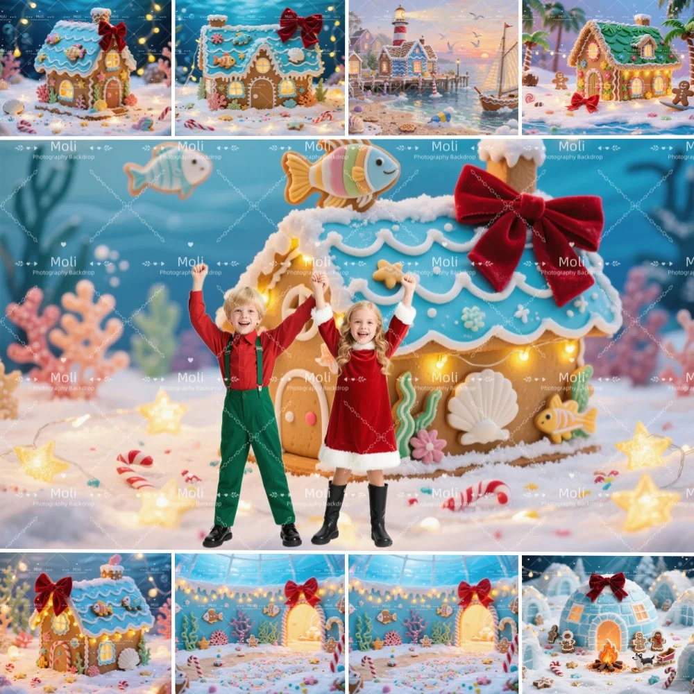 

Christmas Underwater World Photography Backdrop Ocean Fish Coral Aquarium Kids 1st Birthday Portrait Background Photo Studio