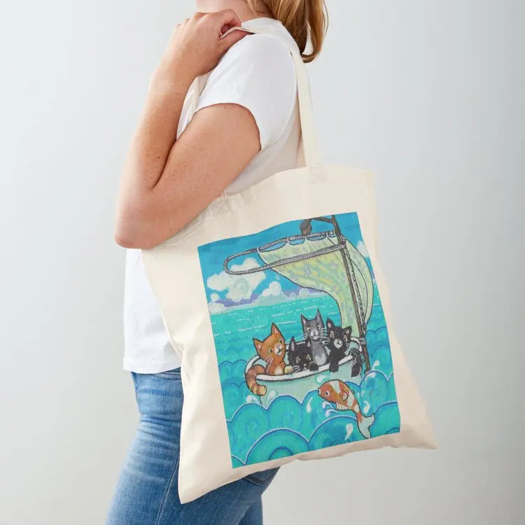 

Cats Gone Fishing Tote Bag Women's bag eco pack Women's tote bag Canvas shoulder