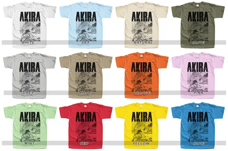 BLACK Print: AKIRA Vol 3 T shirt Tee Natural Vintage Cotton Movie Poster Beige 12 colors All Sizes