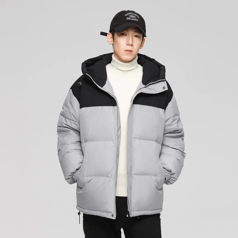 Autumn and winter new coat men's solid color hooded loose warm 90 white duck down men's and women's couples