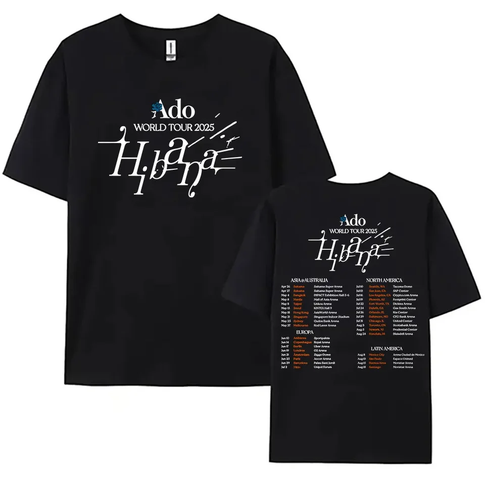 Ado WORLD TOUR 2025 Hibana Tシャツ XL Venda quente Ado WORLD TOUR 2025 Hibana Camiseta de algodão manga