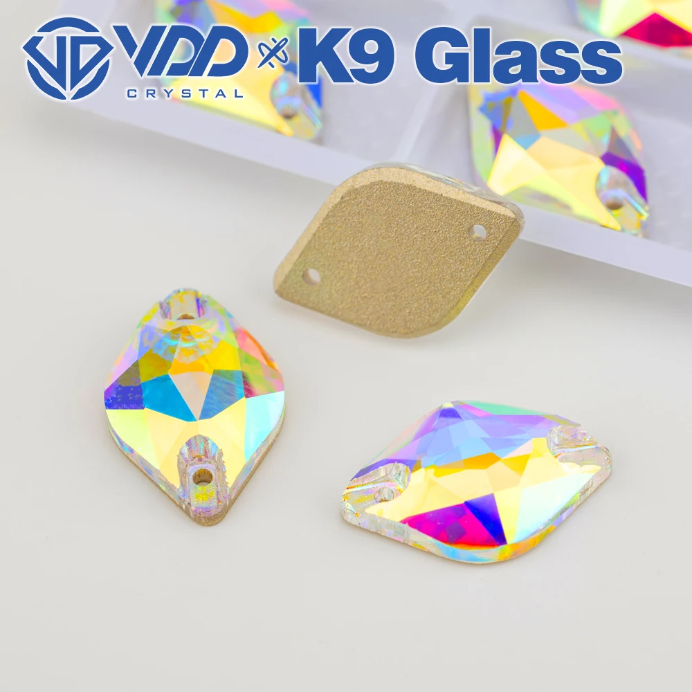 VDD S255 Kristall AB Zitrone K9 Glas Aufnähbare Strasssteine Hochwertige AAAAA Kristall Flache Rückseite zum Aufnähen – Detail 1