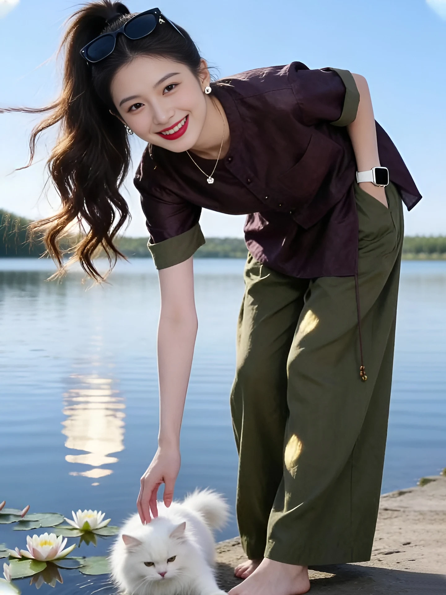 Elegant Casual Commute Versatile Fashionable Shirt Women's Loose Wide Leg Pants Set Summer New Style High Waist Button up