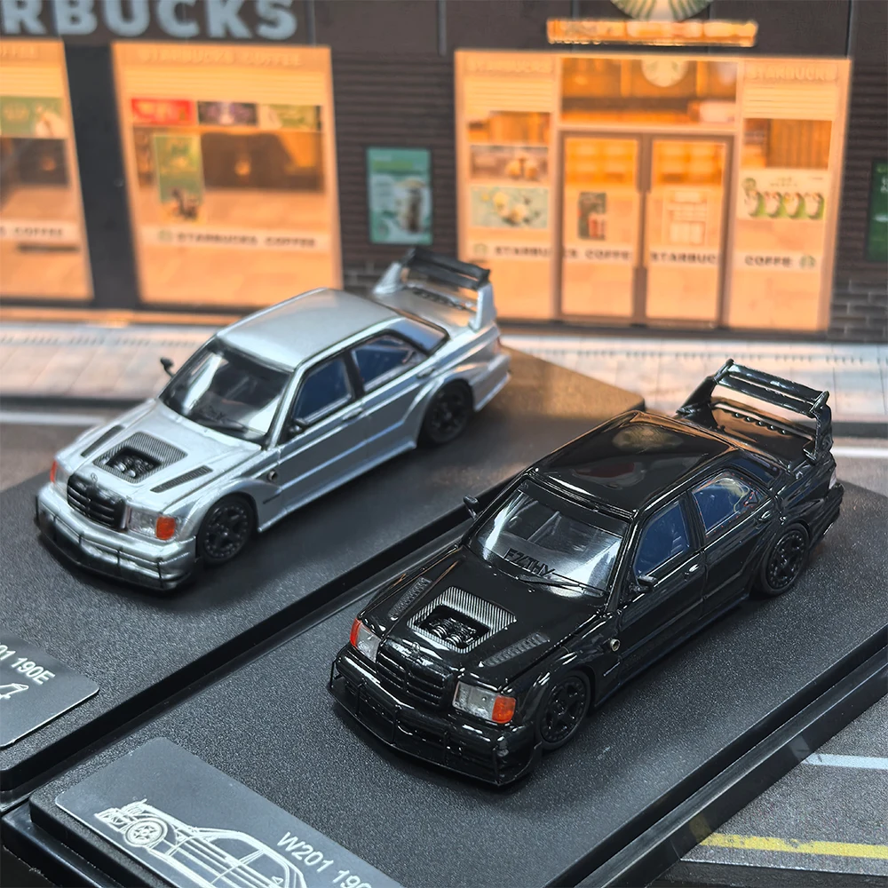 1-64-スケール-190e-25-16-evo-ii-w201-シミュレーション合金車モデル静的ディスプレイ収集品ギフトおもちゃお土産装飾