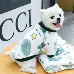 Soft Flannel Pet Vest Winter Warm Dog Clothes for Small Dogs Cute Cartoon Print Puppy Cats Clothing French Bulldog Coat Yorkies