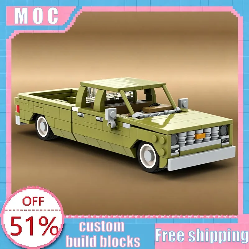

473 Parts MOC Chevrolet C20 Crew Cab Inspired Pickup Truck Model Custom Creative Building Blocks Educational Assembly Toy Gifts