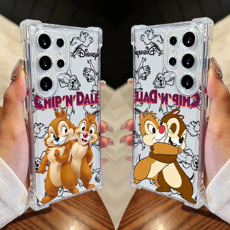 Chip And Dale Disney Clear Phone Case For Samsung Galaxy S26 S25 S24 Ultra S23 S22 Plus S21 S20 FE 5G Shockproof Silicone Cover