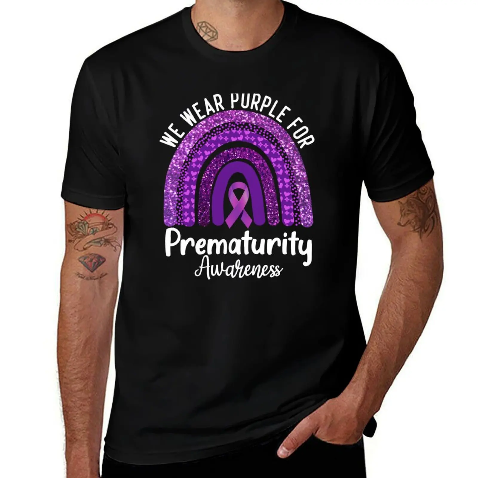 

we wear purple for prematurity awareness rainbow T-Shirt t shirts designer t shirts for man slim fit T-Shirt