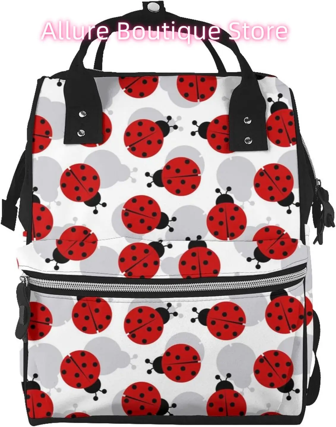 

Funny Ladybugs Diaper Bag Backpack for Women Large Capacity Nappy Bag Multifunction Waterproof Mummy Backpacks for Mom Dad Essen