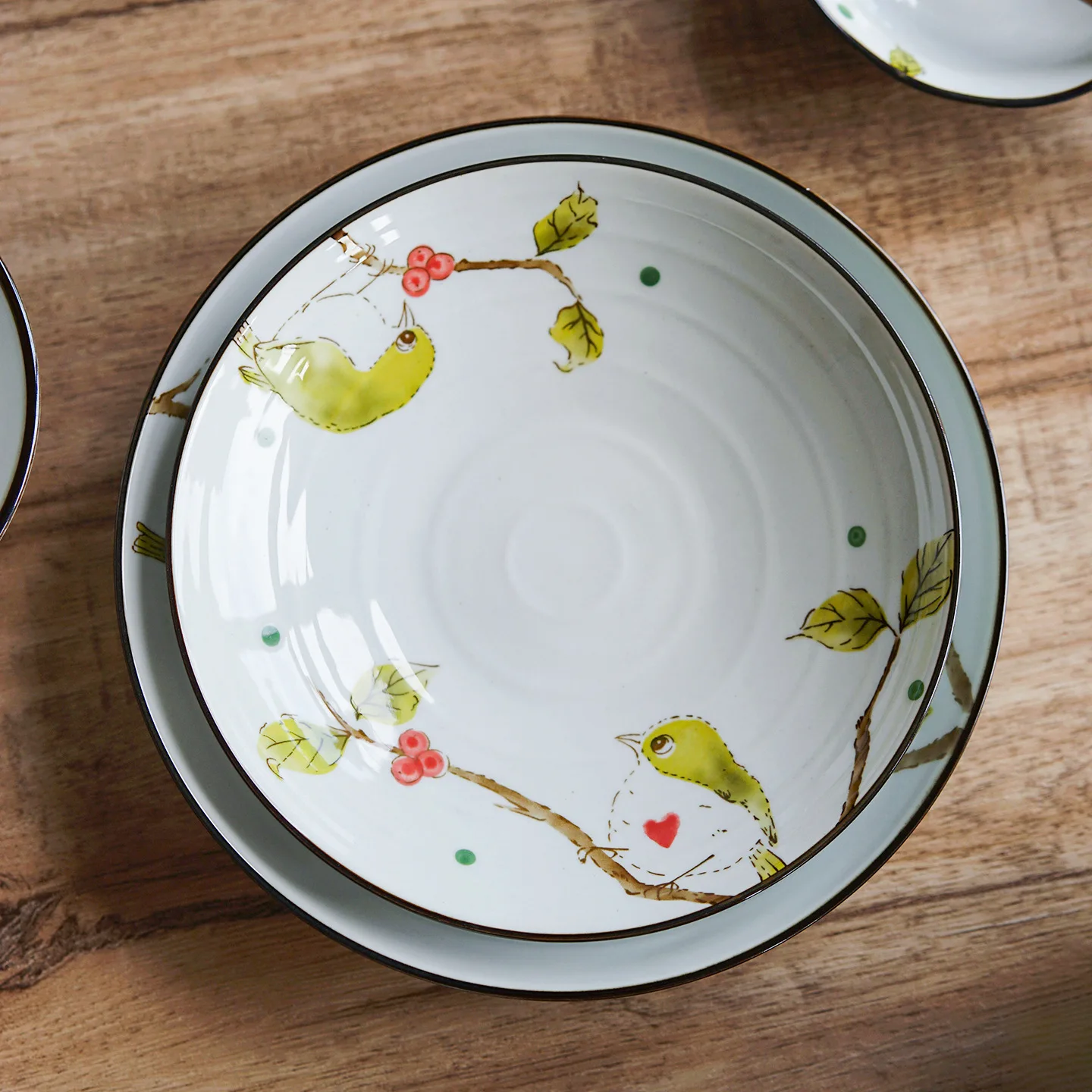 Autumn Whispers Series Creative Underglaze Color Ceramic Bowl Plate Set for Home Kitchen