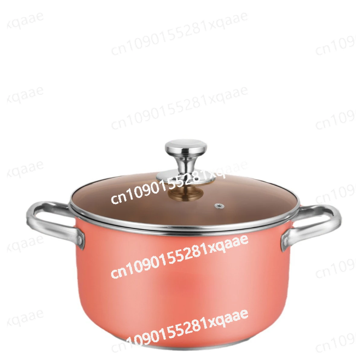 

24Cm Stainless Steel Soup Pot Household Large Capacity Thickened Red Pink Beauty Multi-functional Soup Pot