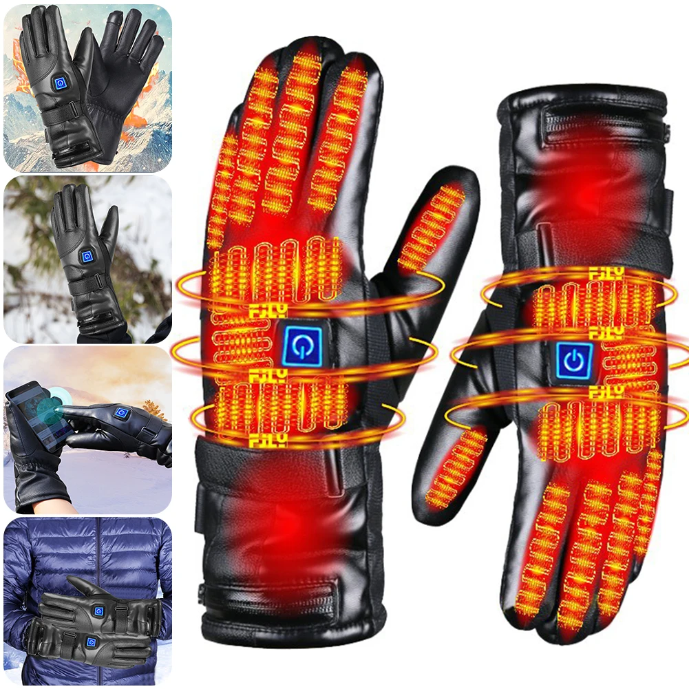 Waterproof Heating Gloves 3 Temperature Levels Thermal Touchscreen Gloves Cold Weather Gloves for Outdoor Motorcycle Ski Cycling