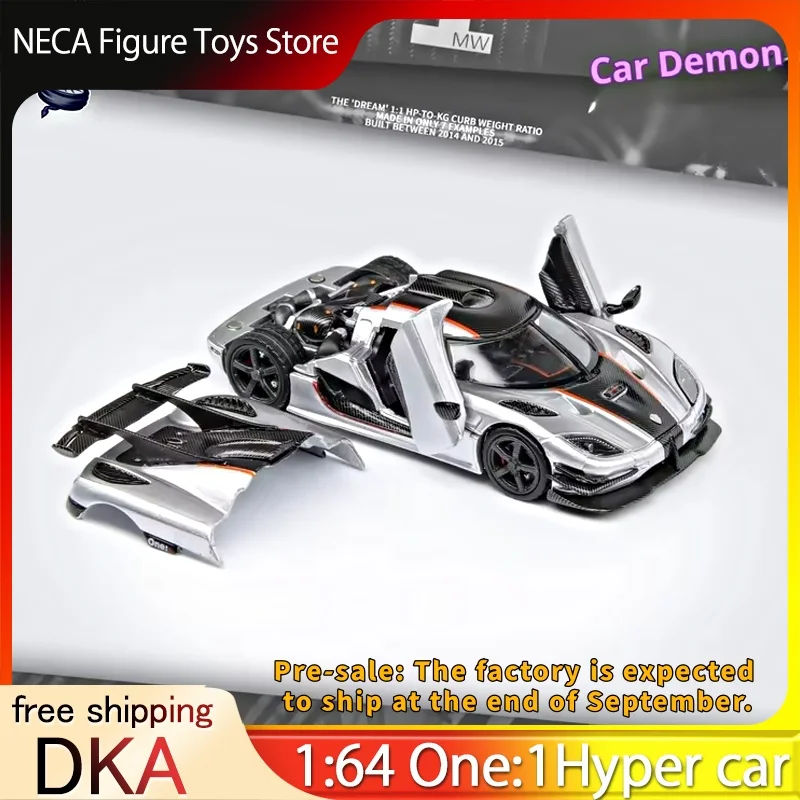DKA One:1 Silver 1:64 Alloy Diecast Car Model Opening Doors & Hood Limited Edition Collectible Simulation Vehicle Replica Gift