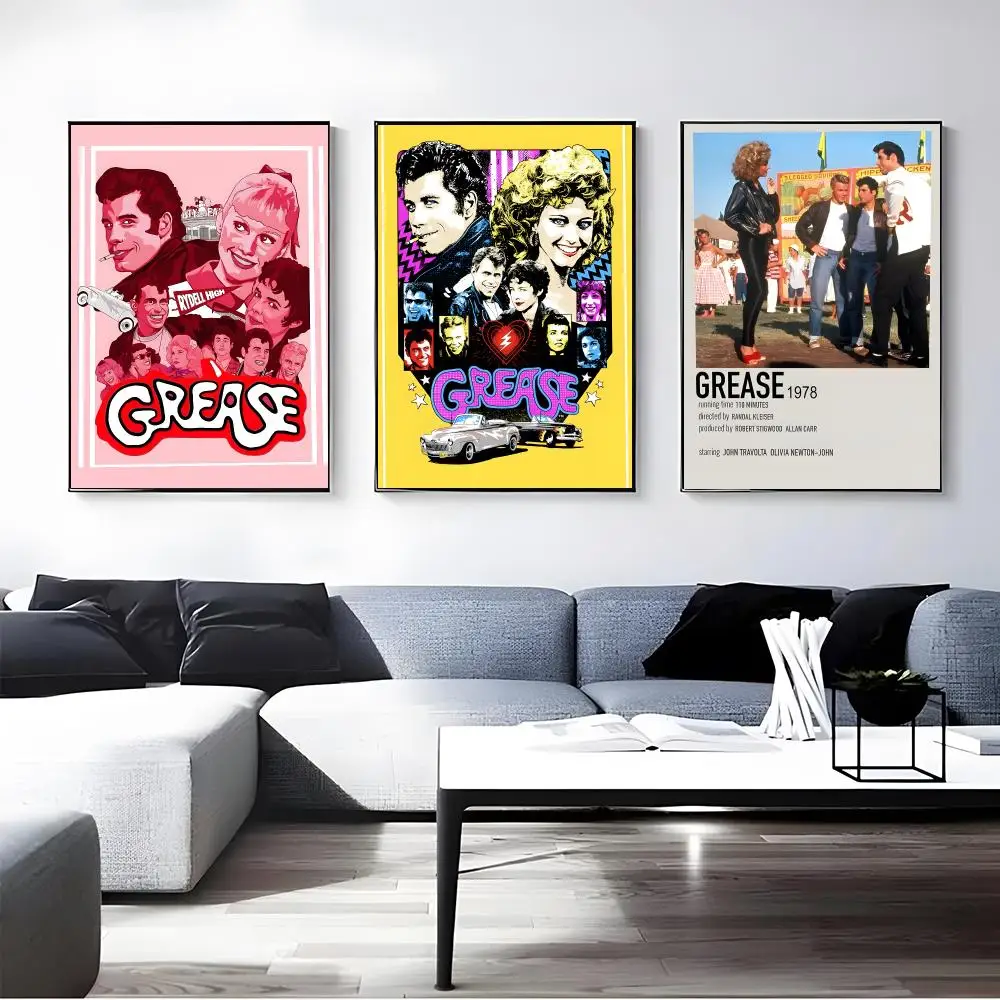 Movie Grease Poster Self-adhesive Art Waterproof Paper Sticker Coffee House Bar Room Wall Decor