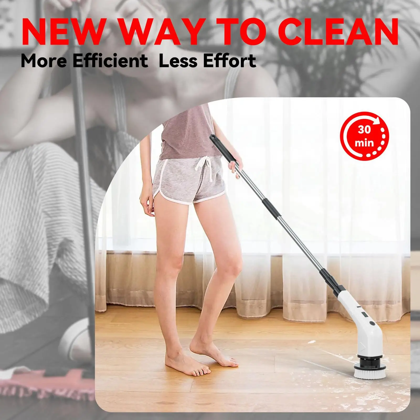 

Electric Cleaning Brush Scrubber Adjustable Waterproof Rotating Tool Rechargeable Electric Scrubber For Home Shower Doors