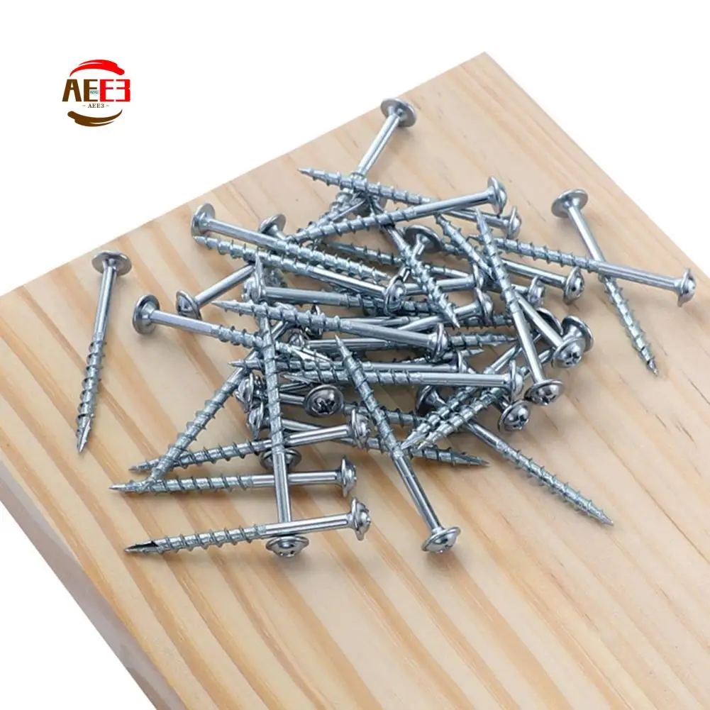

AEE3-100Pcs Woodworking Pocket Hole Screws PH2 Cross Driver Head Self-Tapping Screw For Pocket Hole Jig