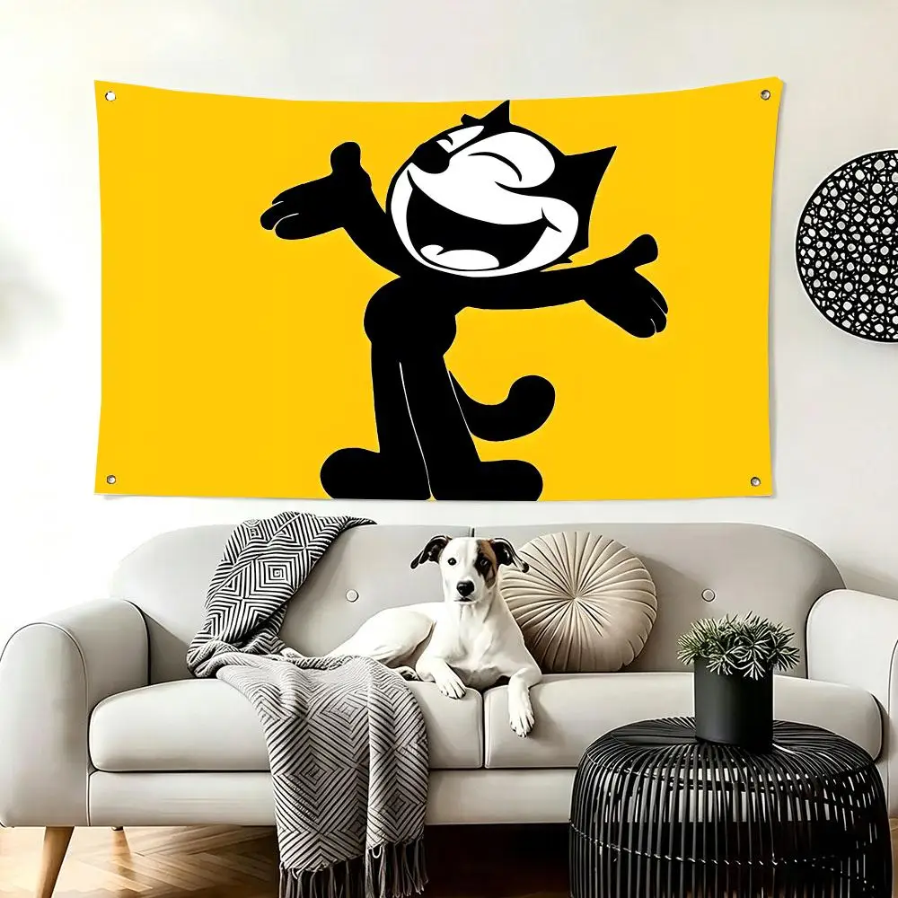Vintage Cartoon Felix the Cat Flags  For Living Room Home Dorm Decor Wall Outdoor Camping Party Banner Gifts