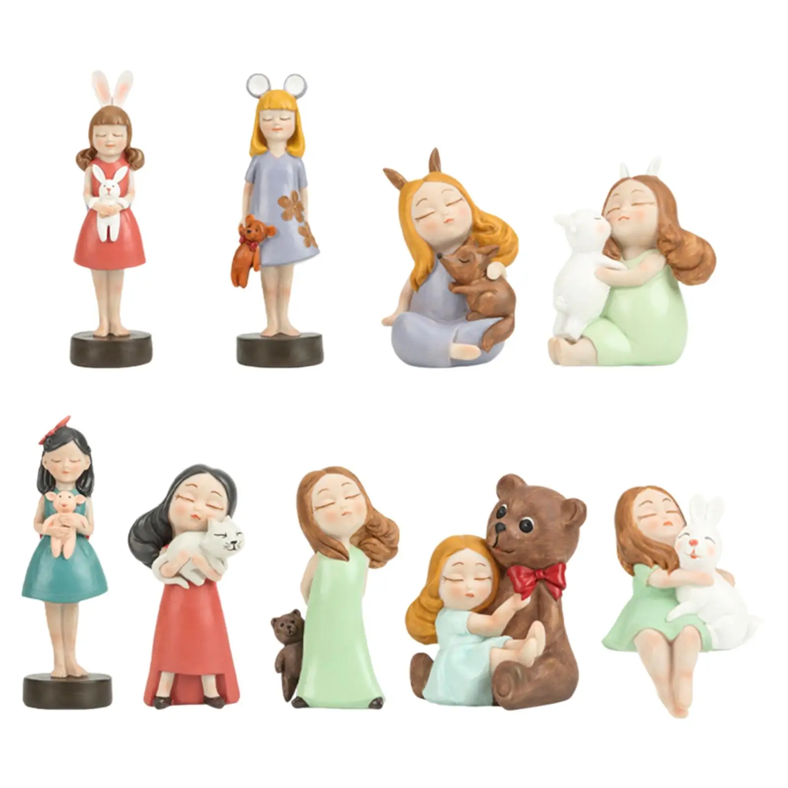 

Girl Figurines Desk Ornament Collectible Model Resin Miniature Girl Statues