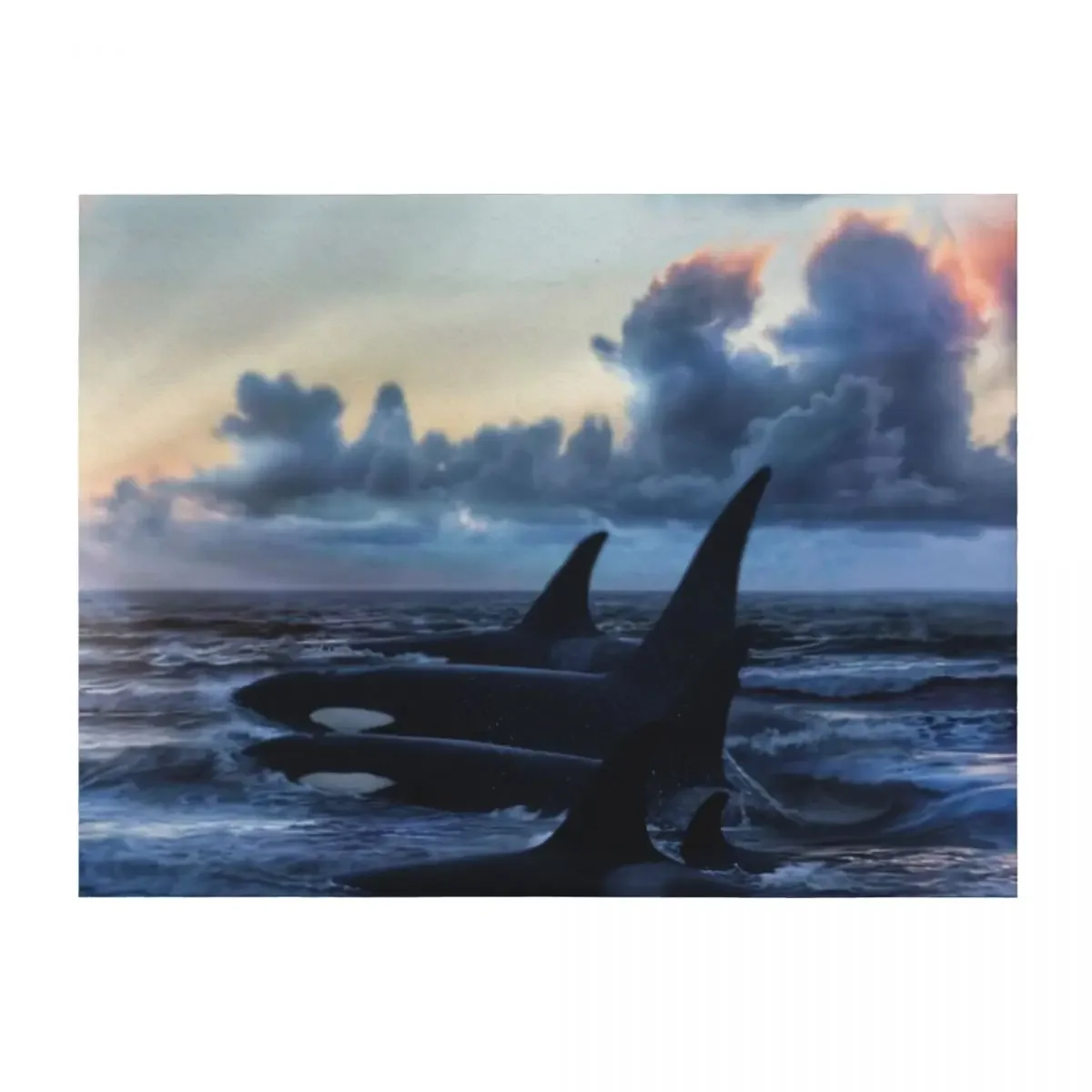 

Orca Sunrise Throw Blanket Tourist Luxury Designer Designers Flannel Fabric Blankets