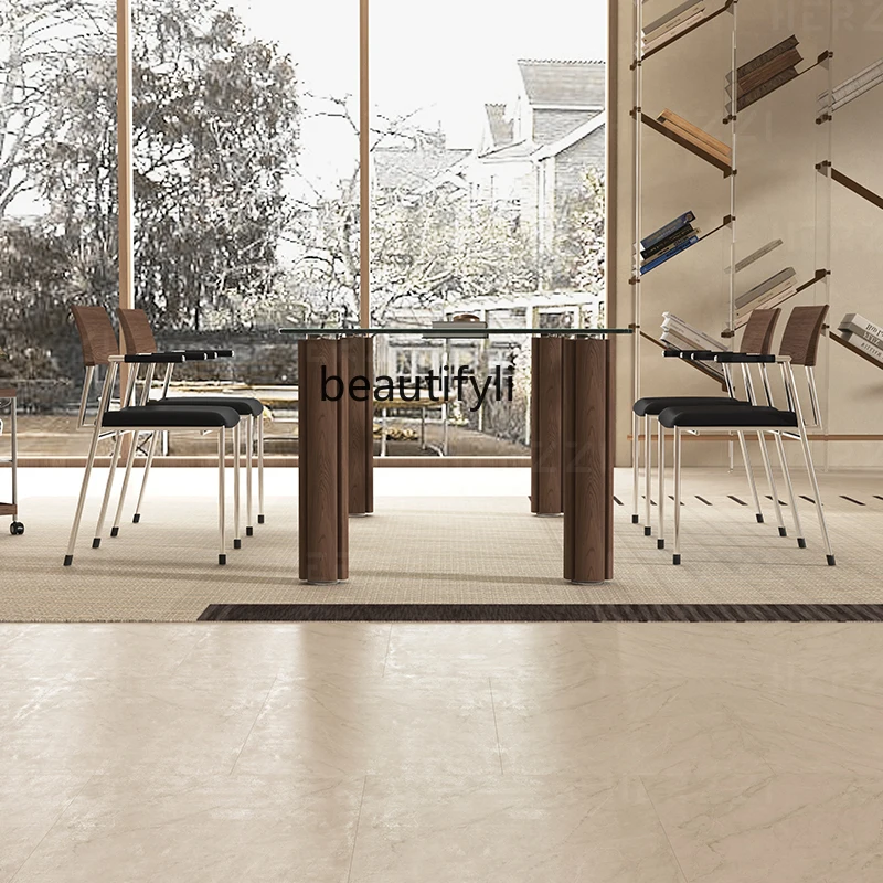 

Обеденный стол из массива ясеня, стекло премиум-класса, бытовой итальянский прямоугольный обеденный стол