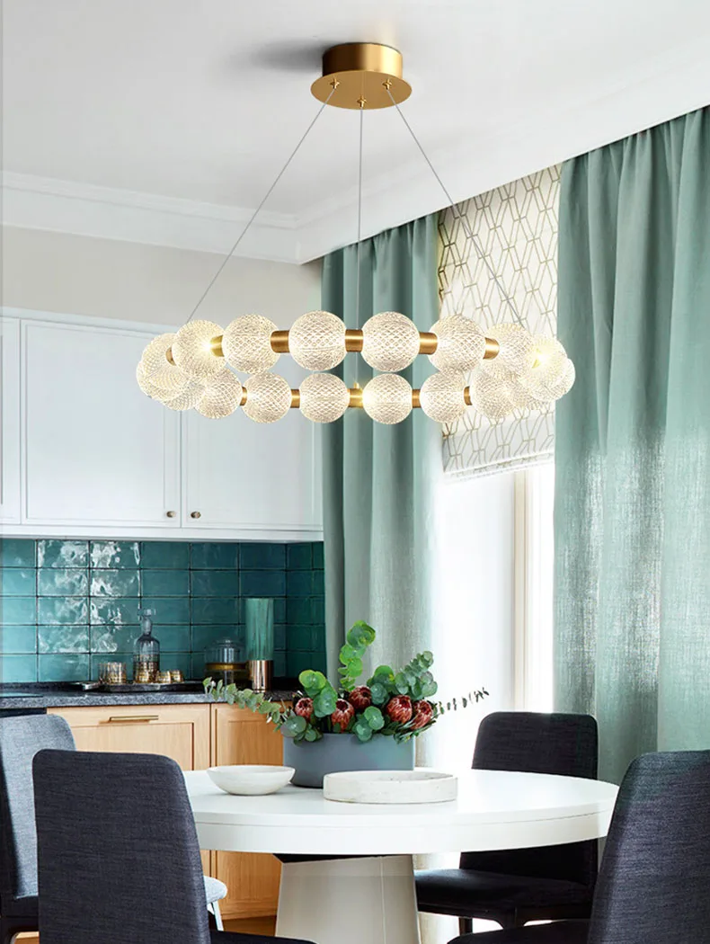 White Acrylic LED Chandelier Gold Aluminium