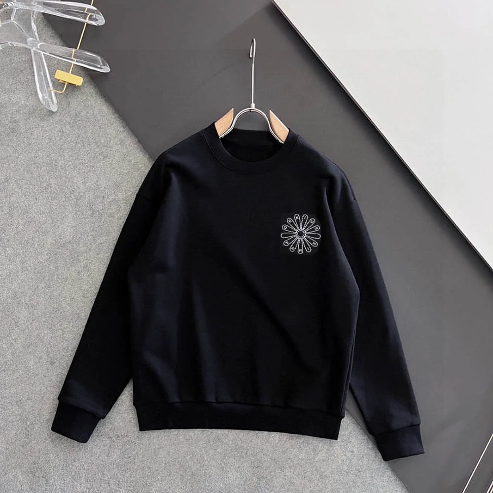 Mens Brand Sweatshirt with Subtle Daisy Embroidery Luxury Designer Brand Graphic y2k Stylish Urban Streetwear