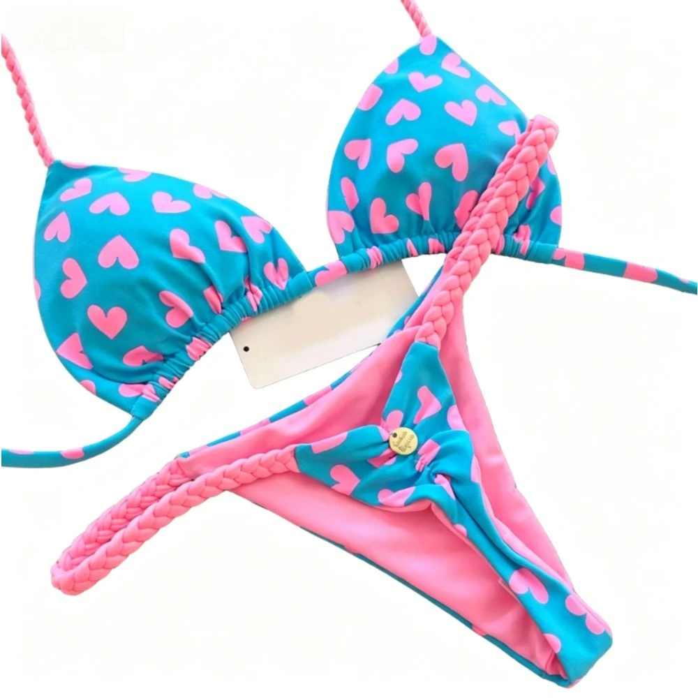 

New Women's Halter String Tie Two Piece Printed Water Outfit Adjustable Separated Swim Set for Coastal Trip Beach Swimwear