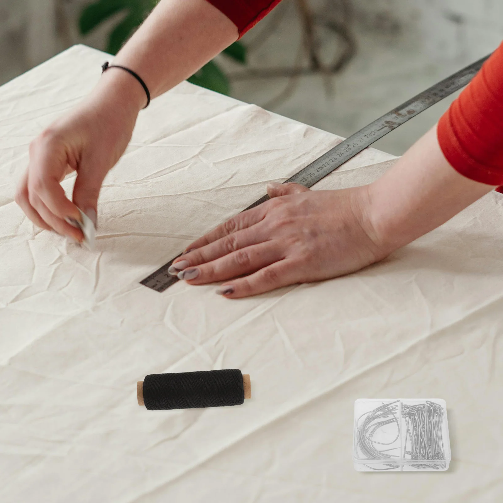 

71pcs T-Pins Set , 51Mm Steel T Pins 2.5Inch 3.5Inch C Curved Needles 260 Yard Thread For Making Sewing Weft Hair