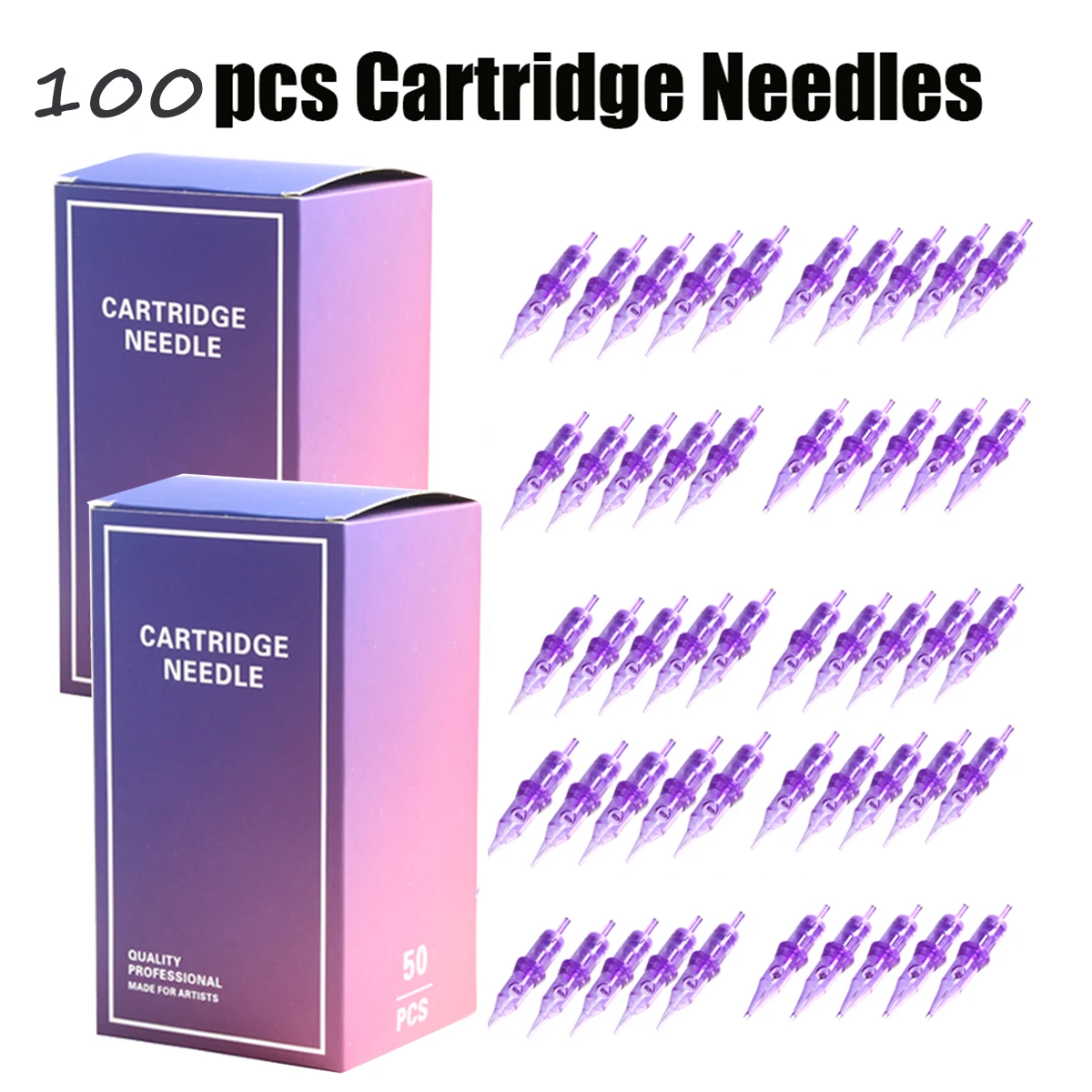 

10/200 шт. фиолетовые одноразовые иглы для тату-картриджей Pro с круглым вкладышем одноразовые стерилизованные безопасные иглы для татуировки